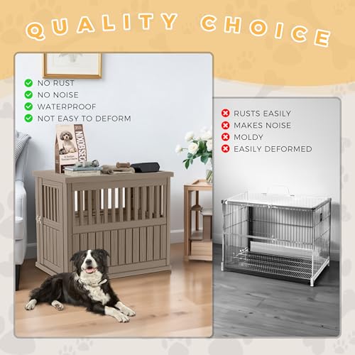 DRATO Dog Crate Furniture End Table Night Stand Furniture with Lockable Latch for Small to Large Dogs Side End Table, Modern Dogs Kennel Indoor