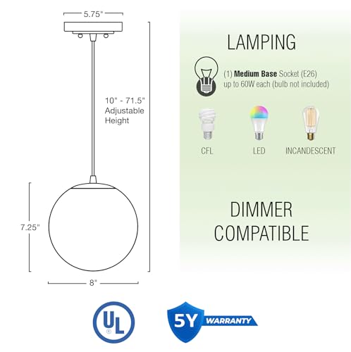 Kira Home Ceres 14" Mid-Century Modern Hanging Orb Pendant Light with Smooth Matte White Frosted Diffuser, Cool Brass Finish
