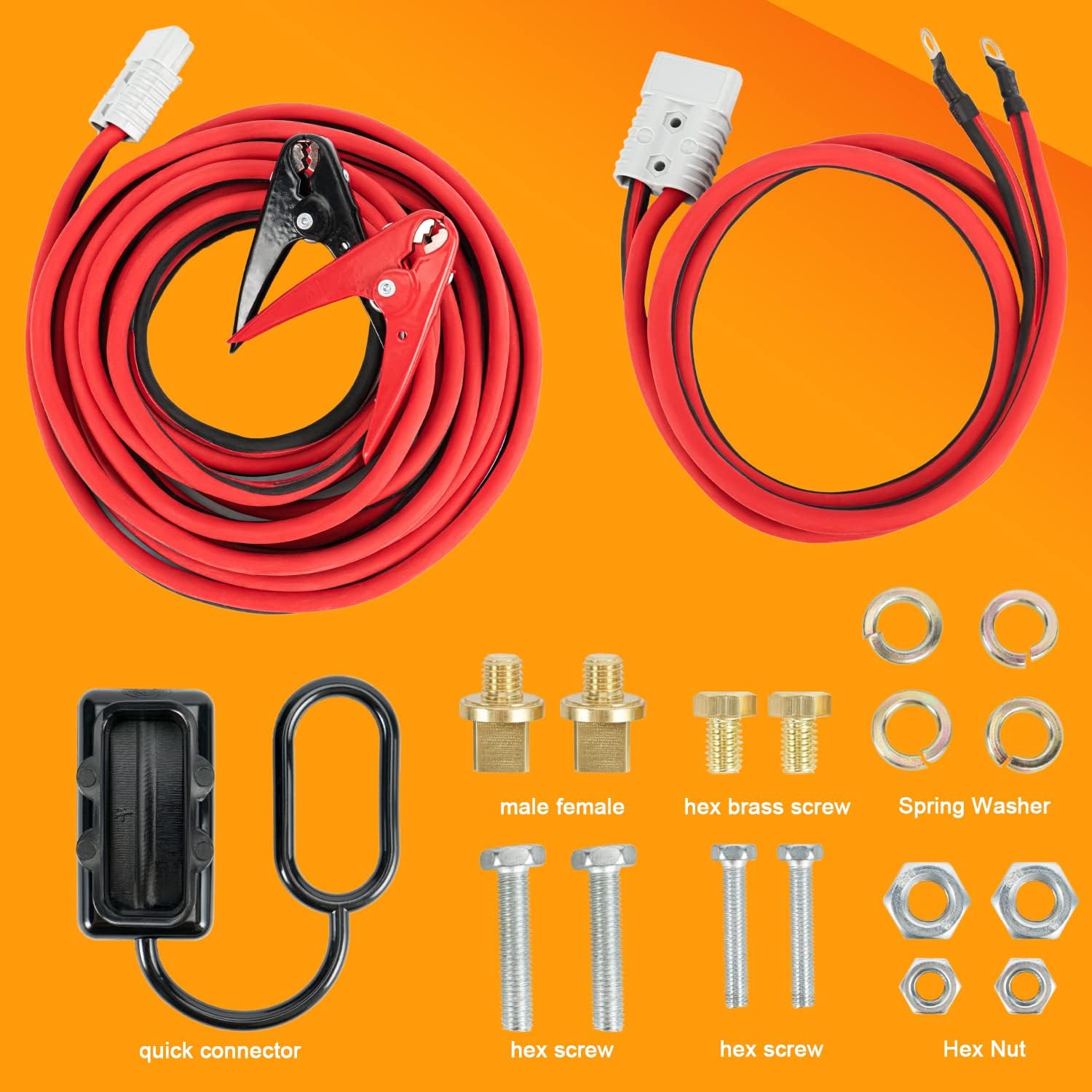 ORCISH Jumper Cables,30 Feet,1 Gauge,800A,Heavy Duty Booster Cable with Carry Bag and Quick Contact Plugs