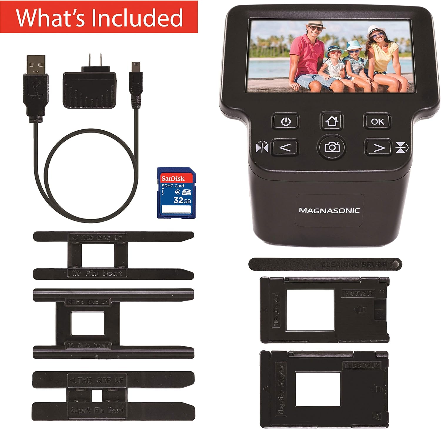 Magnasonic All-In-One 22MP Film Scanner with Large 5 Display & HDMI, Long Tray 35mm Negative Film Holders, Converts 35mm/126/110/Super 8 Film & 135/126/110 Slides into Digital Photos, Built-in Memory