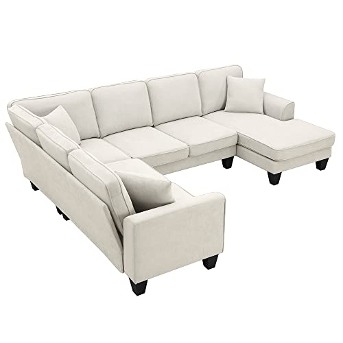 Sectional Couch-108 Modern U Shape Sectional Sofa, 7 Seat Modular Sectional Sofa with 3 Pillows, for Living Room, Apartment, Office