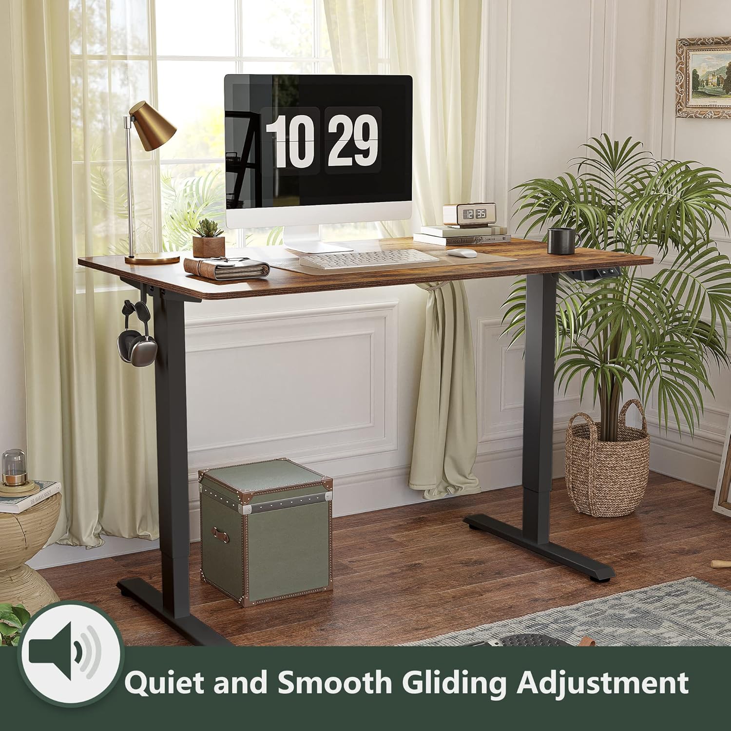 FEZIBO Whole-Piece 48''x24'' Standing Desktop, Height Adjustable Stand up Desk Rectangular Tabletop, Rustic Brown