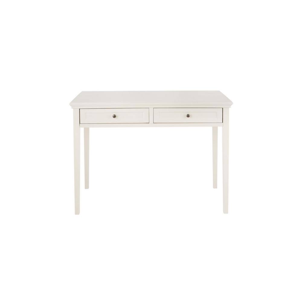 Home Decorators Collection 44 in. Rectangular Polar White 2 Drawer Writing Desk with Solid Wood Material