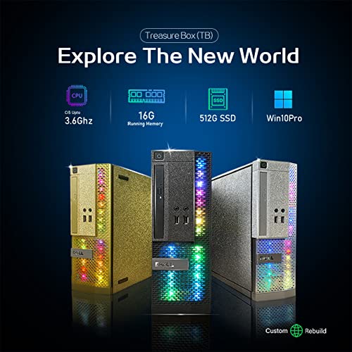 Dell RGB Gaming Desktop Computer PC, Intel Core i5, GeForce GT 1030 2GB GDDR5, 16GB RAM, 512GB SSD, 24 Inch HDMI Monitor, RGB Keyboard Mouse and Headset, WiFi, Windows 10 Pro (Renewed)
