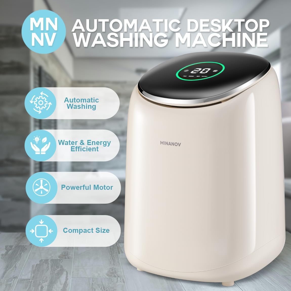 Countertop Washing Machine - Mini Portable Washing Machine Compact Size 2 in 1 Washer and Spin Dryer With Digital Touch Display - Fully Automatic Washing Machine for Dorm, RV, Apartment
