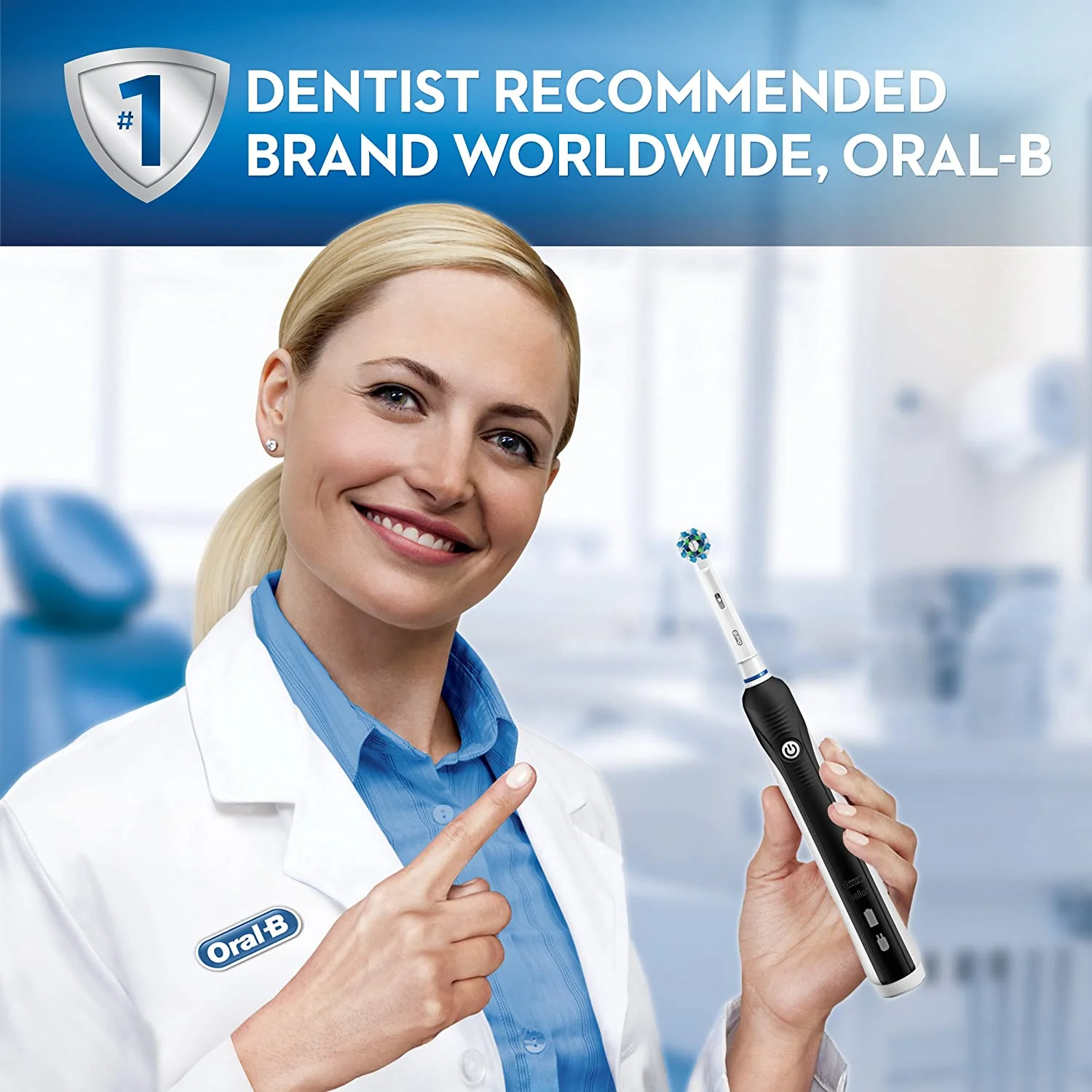 Oral-B 1000 CrossAction Electric Toothbrush, Black, Powered by Braun