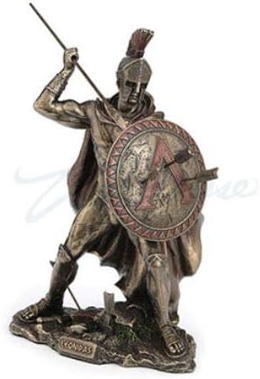 Veronese Design 8.5 Tall King Leonidas Greek Warrior of Sparta Cold Cast Bronzed Resin Sculpture Statue