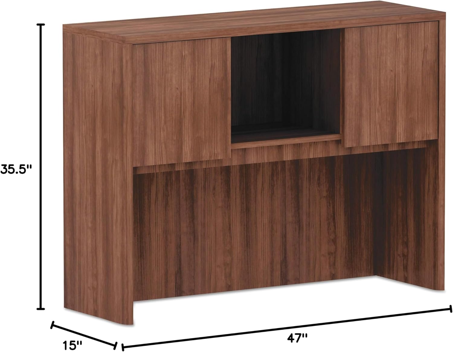 Alera Alera Valencia Series Hutch with Doors, 3 Compartments, 47.13w x 15d x 35.38h, Modern Walnut