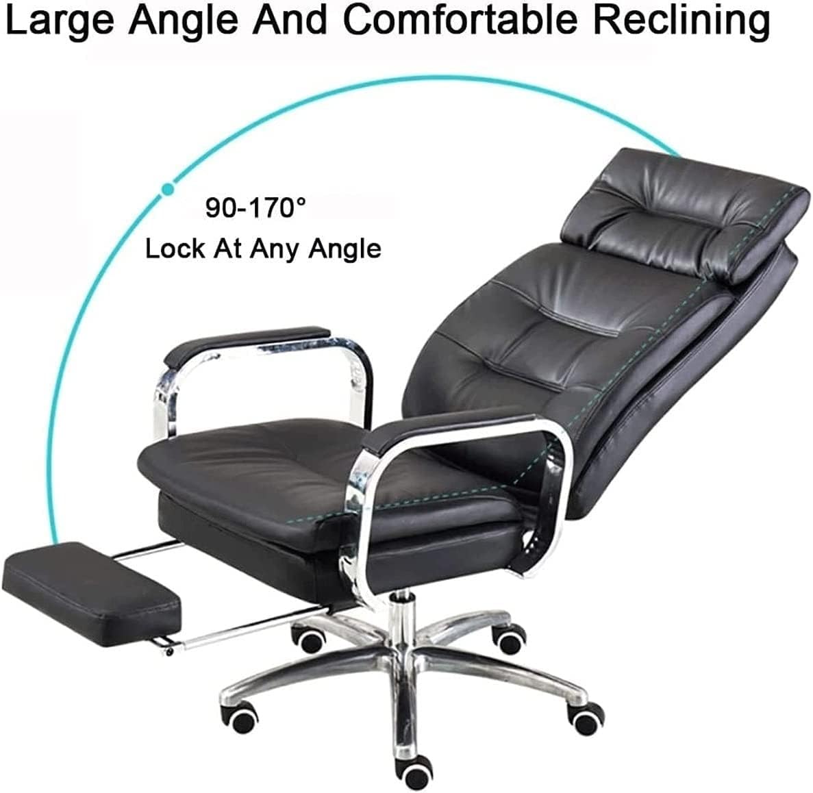 Big and Tall Executive Home Office Chair with Footrest, Ergonomic PU Leather Desk Chairs, Swivel Chair w/Adjustable Height, High Back Recliner for Home, Office, Study (Color : Black) (Brown) (White)