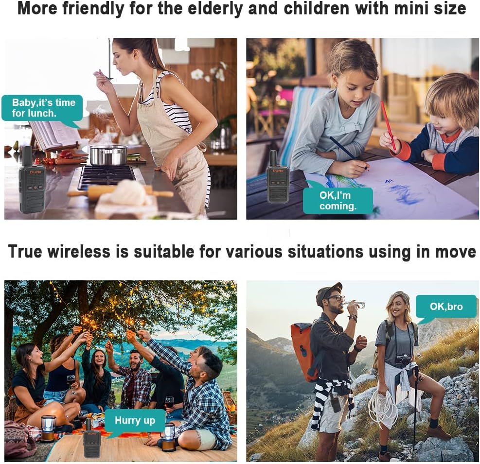 ChunHee Intercom Wireless System for Home-Caregiver Pager Intercom for Elderly Seniors Patients-Room to Room Communication System-Adults Walkie Talkie for Hiking/Camping/Vocation, 4 Pack
