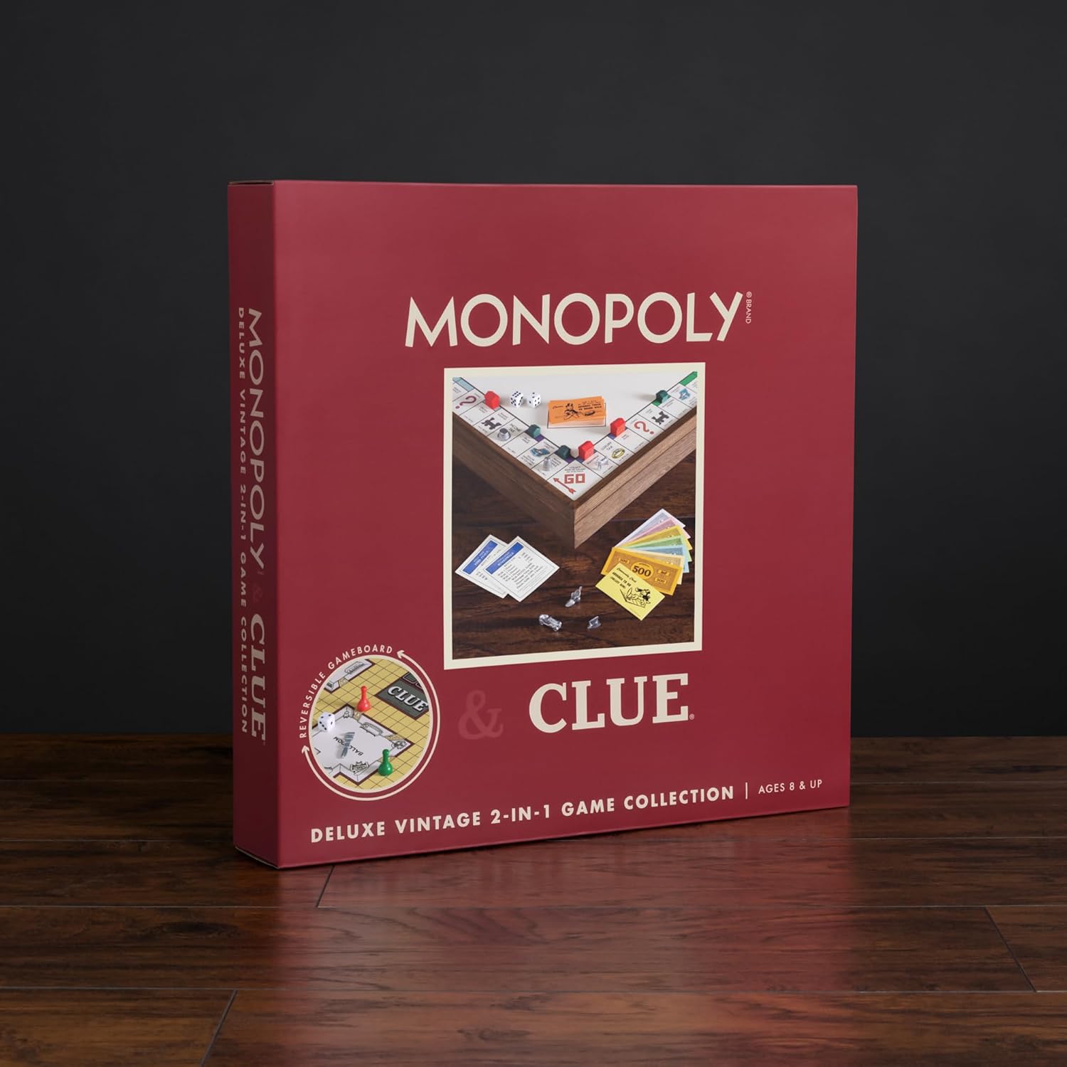 WS Game Company Monopoly and Clue 2-in-1 Deluxe Vintage Edition