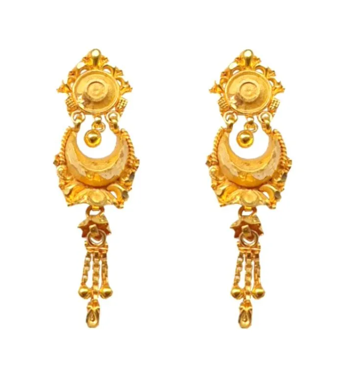 22K/18K Real Certified Fine Yellow Gold Gorgeous Dangle Earrings