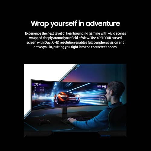 SAMSUNG 49" Odyssey G9 (G95C) Series DQHD 1000R Curved Gaming Monitor, 240Hz, 1ms(GtG), DisplayHDR 1000, AMD FreeSync Premium Pro, Eye Saver Mode, Auto Source Switch+, LS49CG950ENXZA, 2024