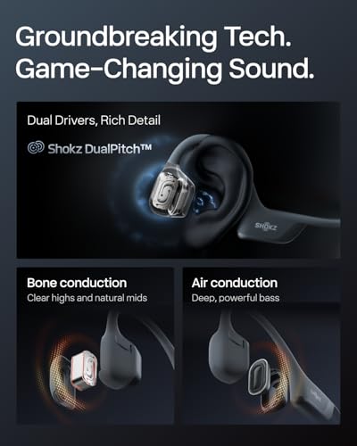 SHOKZ New OpenRun Pro 2 - Open-Ear, Bone Conduction Sport Headphones - with Reflective Strip - Sweat Resistant, Workout Headphones - Secure, Wireless, Comfortable Fit-Deep Bass and Smart Mic App