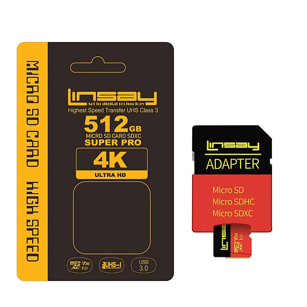 Linsay High Speed Micro SD Card 512gb V30 4K Ultra HD