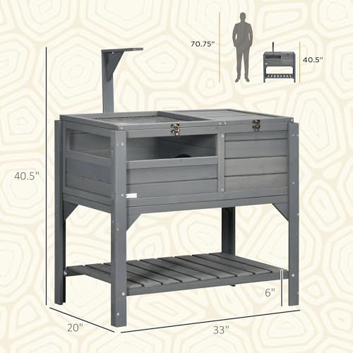 PawHut Tortoise Habitat with Shelf Storage, Tortoise Enclosure with Weather Protection, Tortoise Gift Accessory, Reptile Enclosure with Tray, Light Support Frame, Gray