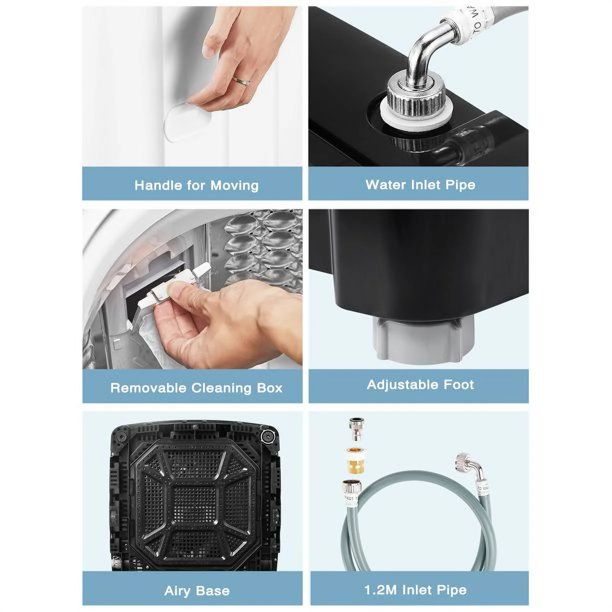 Portable Washing Machine 1.5 Cu.Ft, Compact Washer with 11lbs Capacity, 8 Wash Programs Laundry Washer with Drain Pump, Full Automatic Washer for Apartments, Camping, Dorms, College Rooms, Rv’s, White