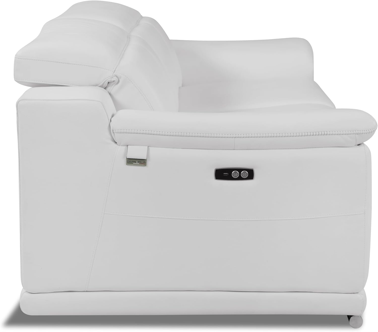 Global United 87 Inch Genuine Italian Leather Power Reclining Sofa, Top Grain Leather, Kiln-Dried Hardwood Frame, Stainless Steel Chrome Legs, White