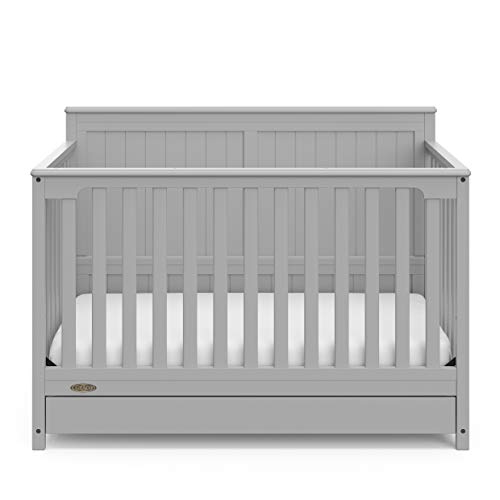 Graco Hadley 5-in-1 Convertible Crib with Drawer (White) – GREENGUARD Gold Certified, Crib with Drawer Combo, Full-Size Nursery Storage Drawer, Converts to Toddler Bed, Daybed