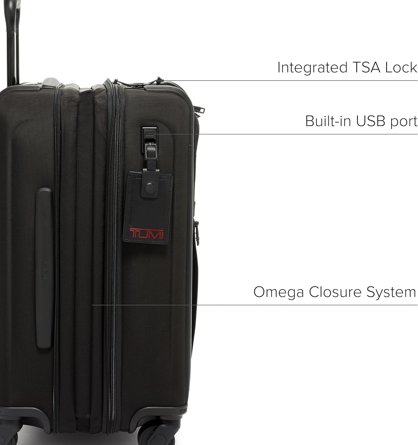 TUMI - Alpha Continental Dual Access 4-Wheeled Carry-On Luggage - Rolling Suitcase for Men and Women - Luggage Carry-On with 4 Spinner Wheels - Rolling Luggage with Security Zippers - Black