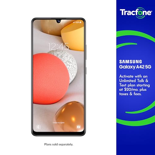 TracFone Samsung Galaxy A42 5G Locked 128GB 5000mAh Battery 48MP Main Camera 6.6-in. HD+ Super AMOLED Infinity-U Display Black