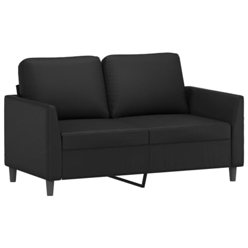 vidaXL 2 Piece Sofa Set in Black Faux Leather - Modern Living Room Furniture with Stable Metal Frame and Comfortable Cushions