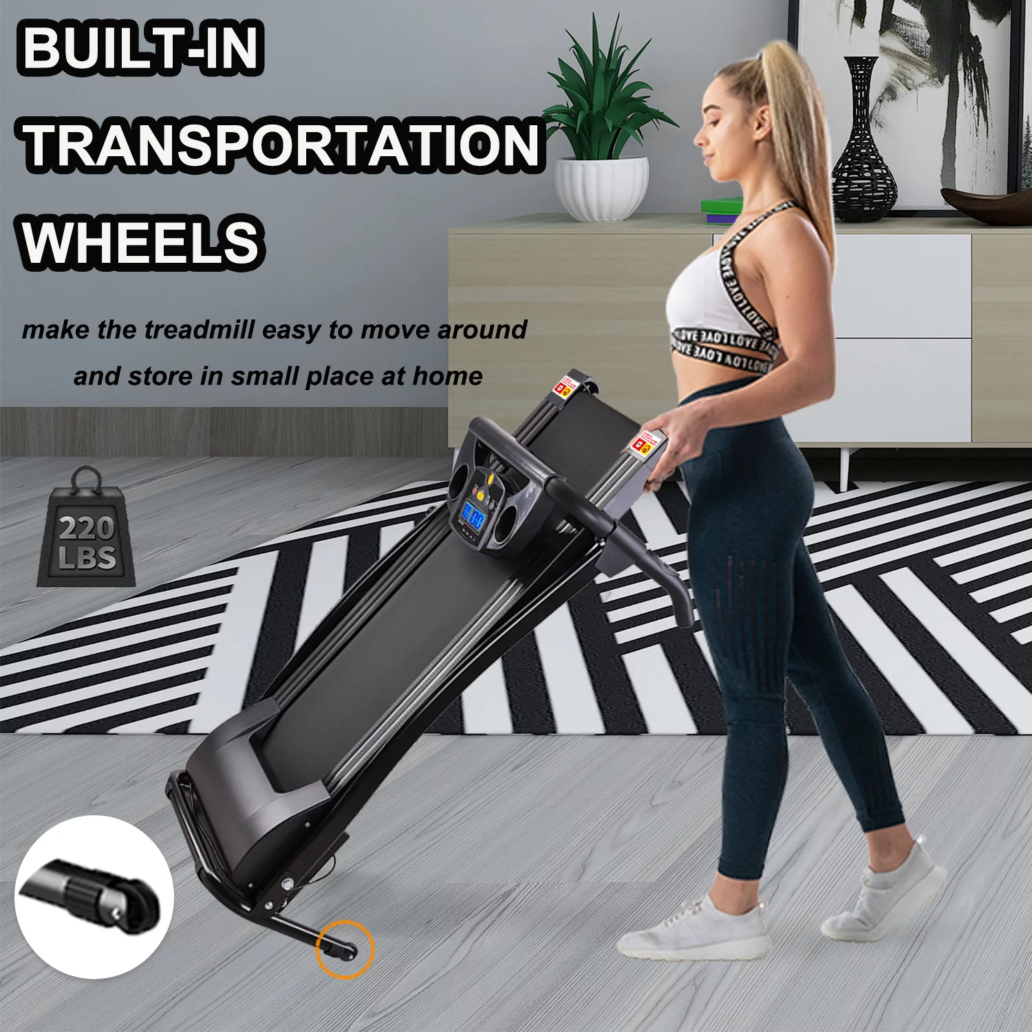 FYC Foldable Treadmills for Home, Electric Running Exercise Machine Compact Treadmill for Home Gym Fitness Workout Jogging Walking for Home Office Apartment, White