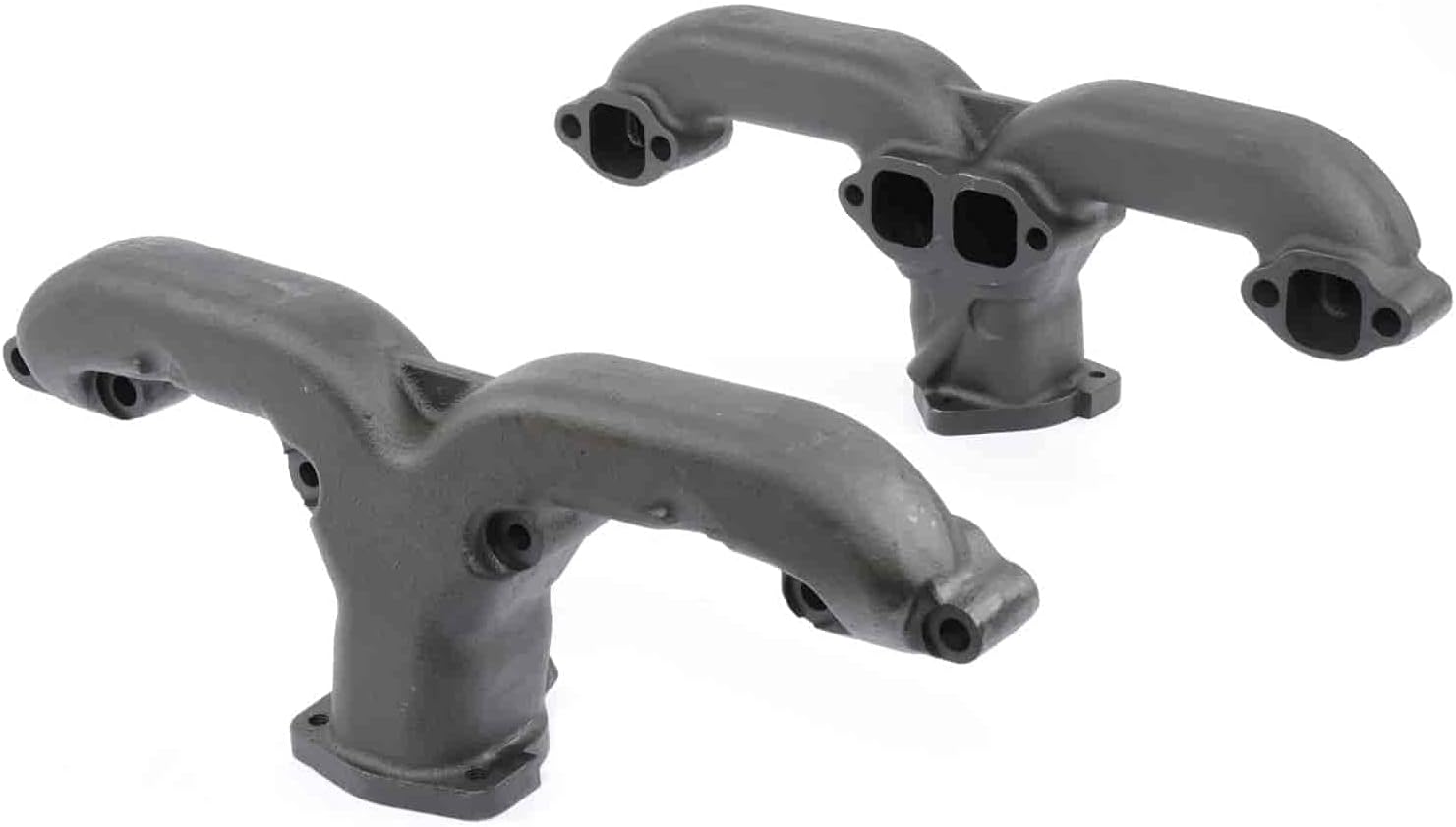 JEGS Rams Horn Exhaust Manifold | Fits Most Stock Cylinder Heads With Round/Square Port Small Block Chevy Engines | Raw Finish | Includes 1 Pair | Fits Most Straight/Angle Spark Plug Heads