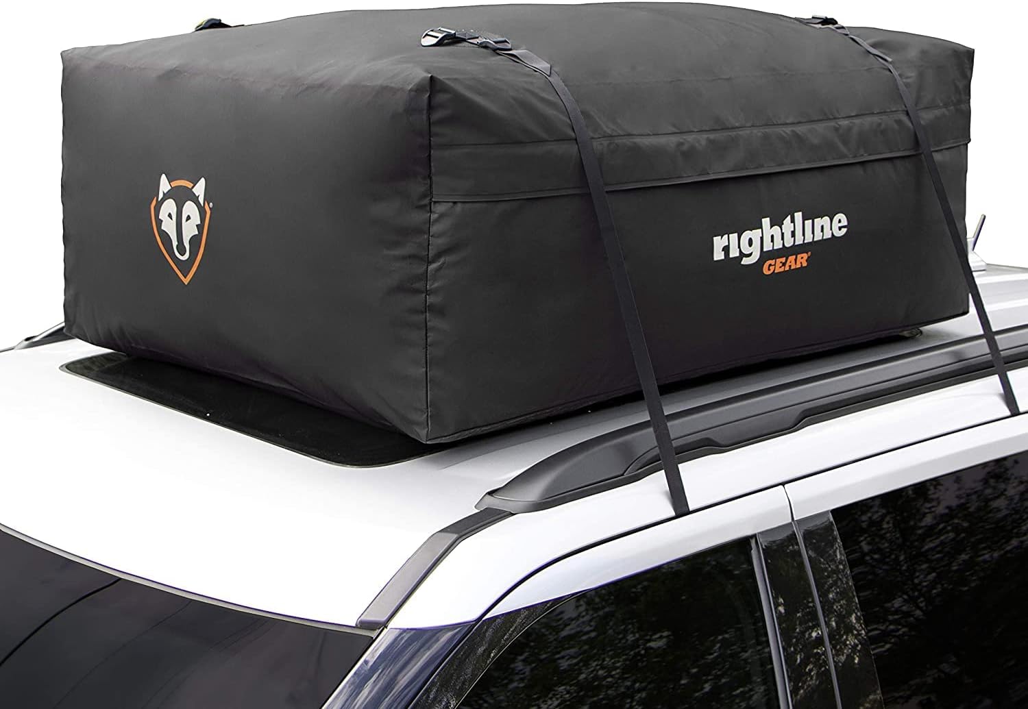 Rightline Gear Range 3 Car Top Carrier & Moki Door Step (Helps You Reach Roof) Bundle. Water-Resistant Overhead Cargo Solution for SUVs, Minivans & Hatchback Vehicles with or Without Rack, 18 Cu. Ft.