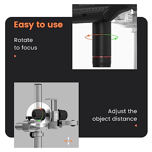 Andonstar AD407 3D HDMI Soldering Digital Microscope with Pro Metal Stand 4MP UHD and 7 inch Adjustable LCD Screen USB Video Microscopes for Phone Repairing SMT SMD DIY