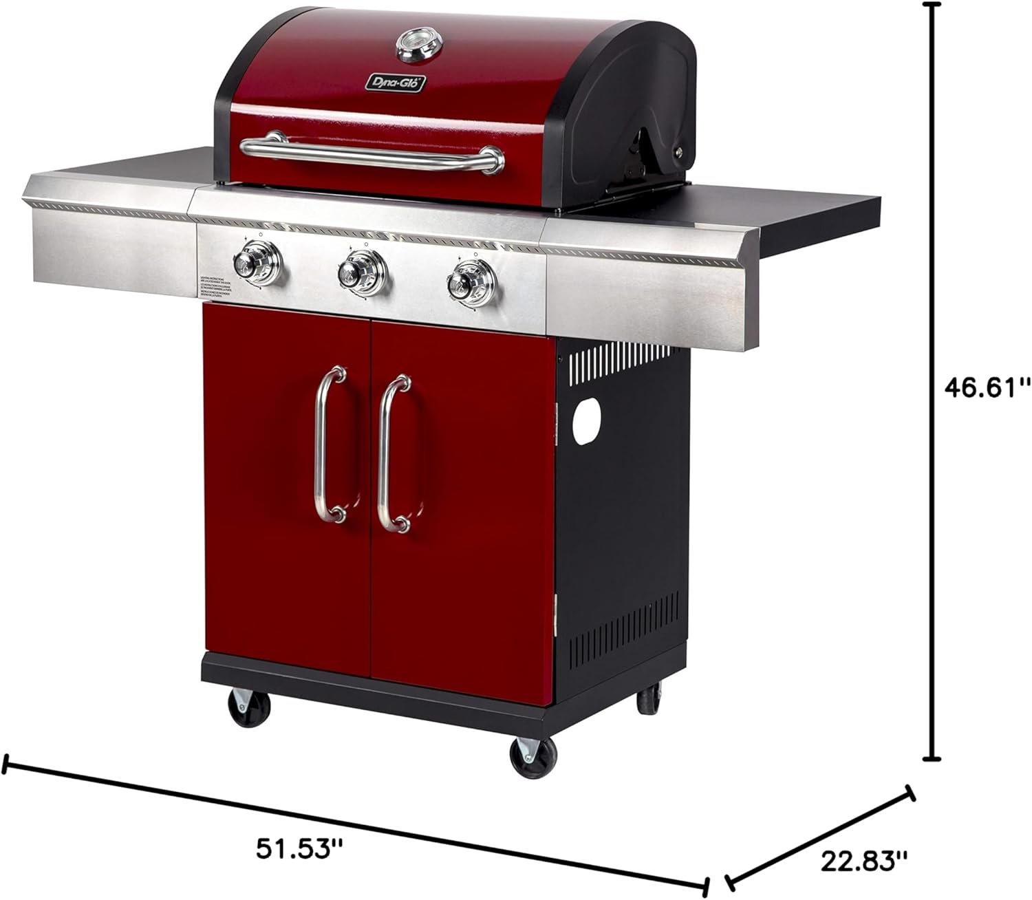 Dyna-Glo DGG424RNP-D 3 Burner Red LP Gas Grill