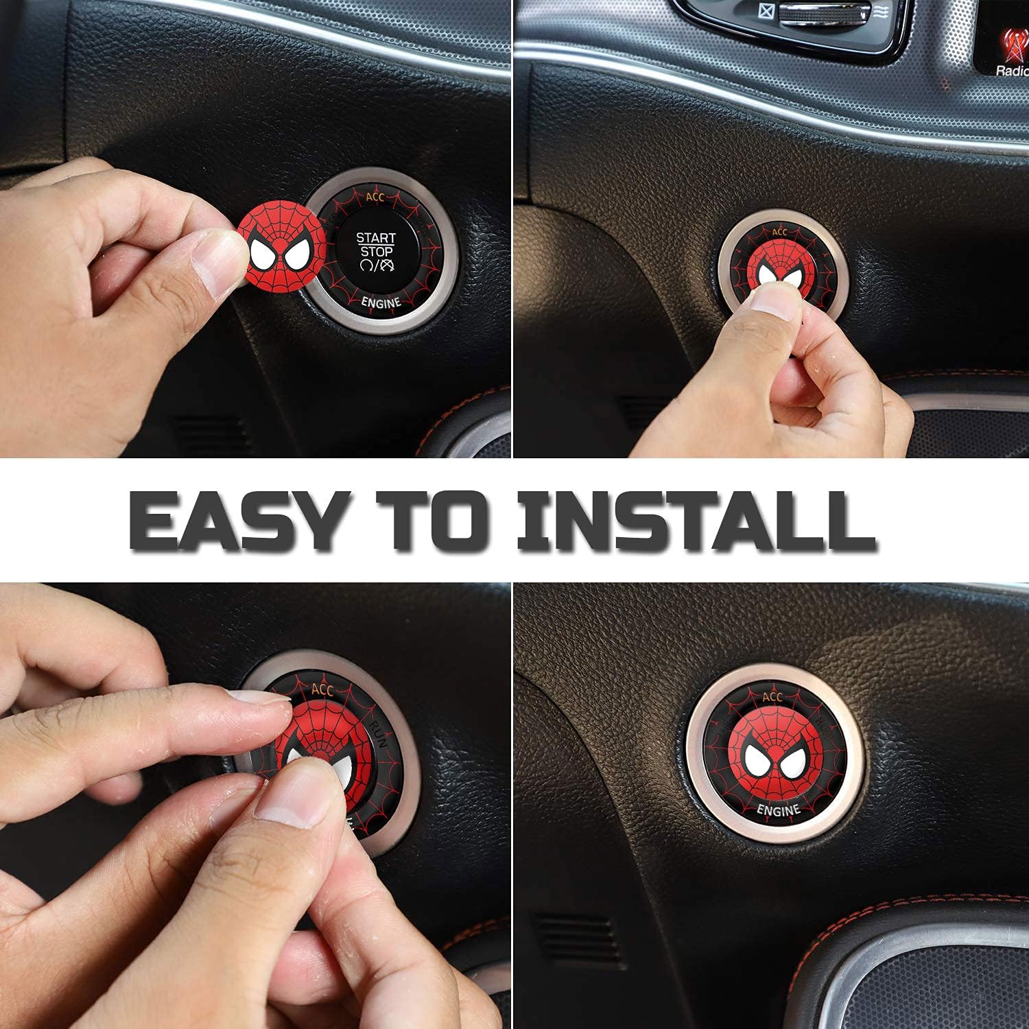 ToolEpic for Dodge Challenger Charger Durango Accessories 2015-2022 - Engine Start Stop Button Overlay Ruby Red Sticker Emblem - Push to Start Button Unique Design Badge, Perfect for Decals