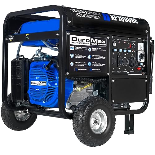 DuroMax XP12000EH 12,000-Watt Dual Fuel Portable Generator – Gas & Propane, Electric Start, Whole Home Backup Power, Transfer Switch Ready, RV & Emergency Ready