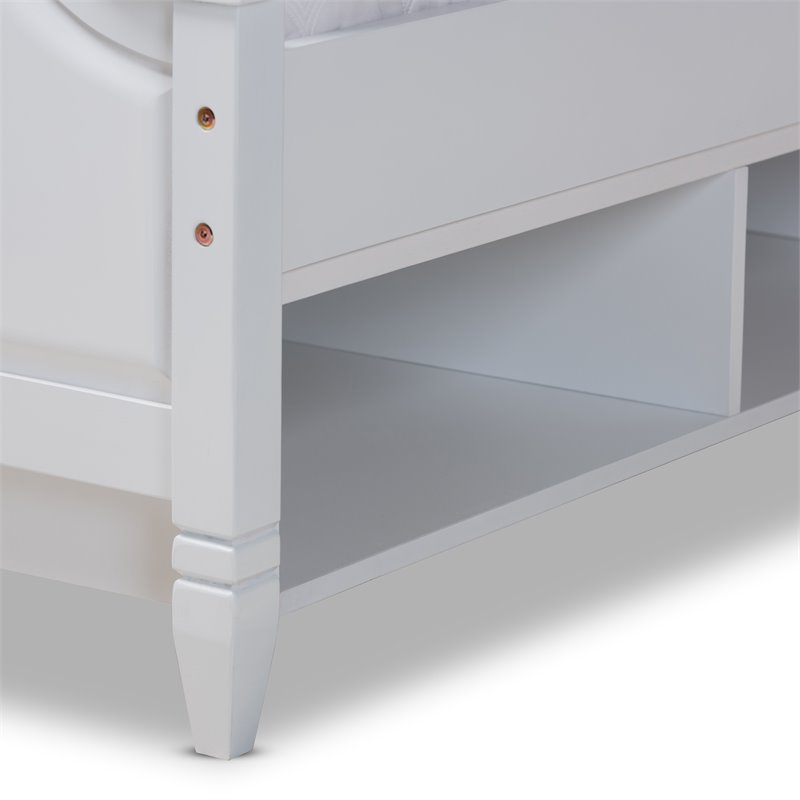 Bowery Hill Traditional White Finished Wood Queen Size Storage Platform Bed