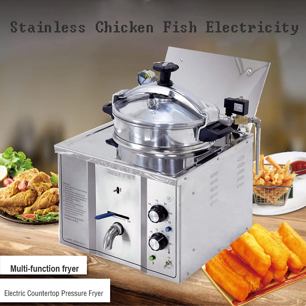 Air Fryer,110V Commercial Electric Countertop Pressure Fryer Large Air Fryer 16L Stainless Chicken Fish for Steamer, Slow Cooker, Multi-Cooker, and More