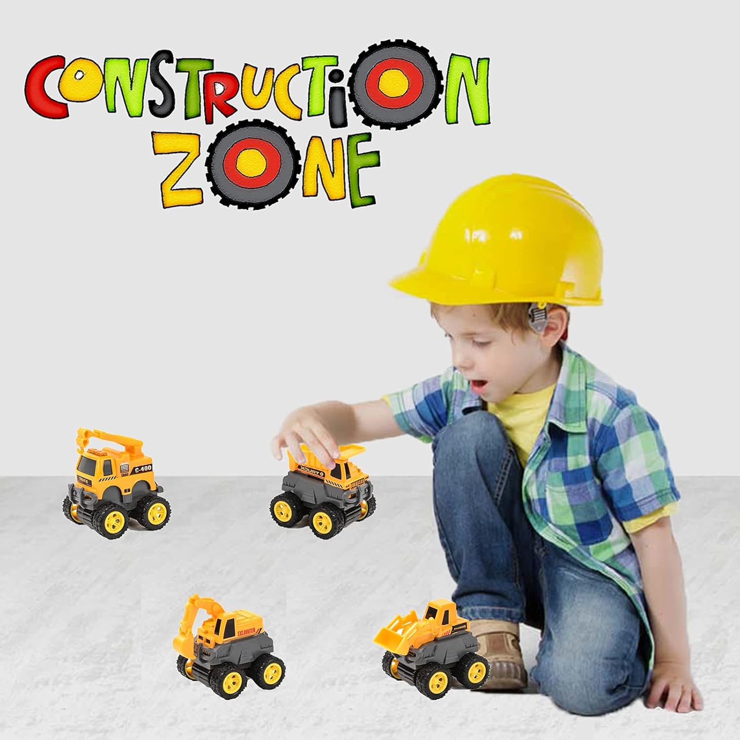 Construction Toys Vehicle, Diecast Cars, Excavator Bulldozer Dump Crane Toy Trucks for 3 4 5 6 7 Year Old Boy Gift