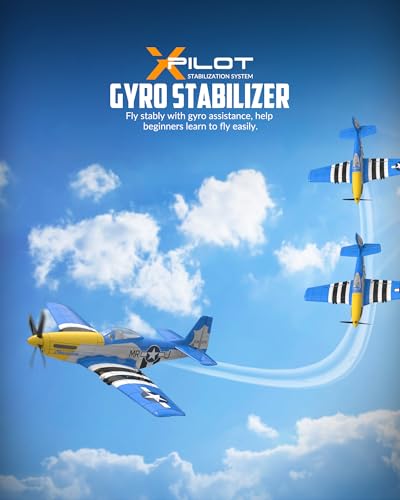 VOLANTEXRC RC Plane, 4 Channel Remote Control Airplane Fighter RTF with 6-Axis Gyro, 3 Modes & Aerobatics Easy to Fly, 2.4GHz Radio Controlled Aircraft for Beginners, Boys & Adults, P51D Mustang, Red