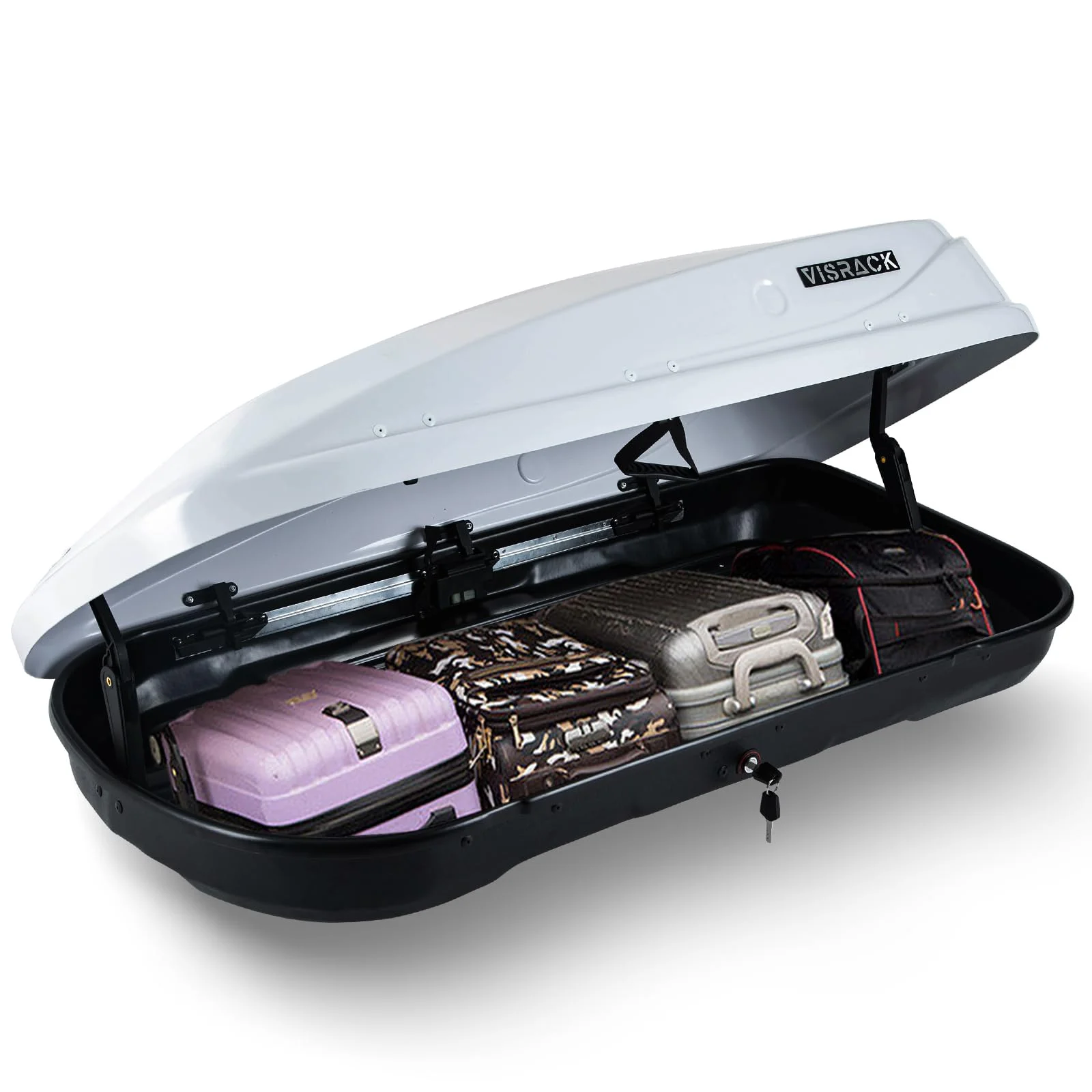 Gxcevsou  Rooftop Cargo Carrier Box, Heavy Duty Hard Shell Roof with Security Keys, Waterproof Rooftop Cargo Box, 56 (L) x 30 (W) x 13.7(H) Inches, 13 Cubic Feet (Tool-Free Install), White - Curated Treasures Market