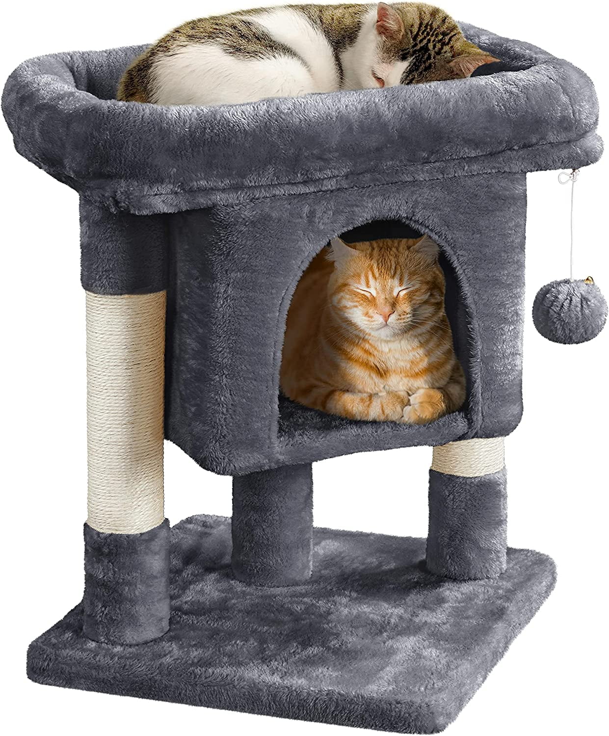23.5in Cat Tree Tower, Cat Condo with Sisal-Covered Scratching Posts, Cat House Activity Center Furniture for Kittens, Cats, and Pets, Dark Gray - Curated Treasures Market