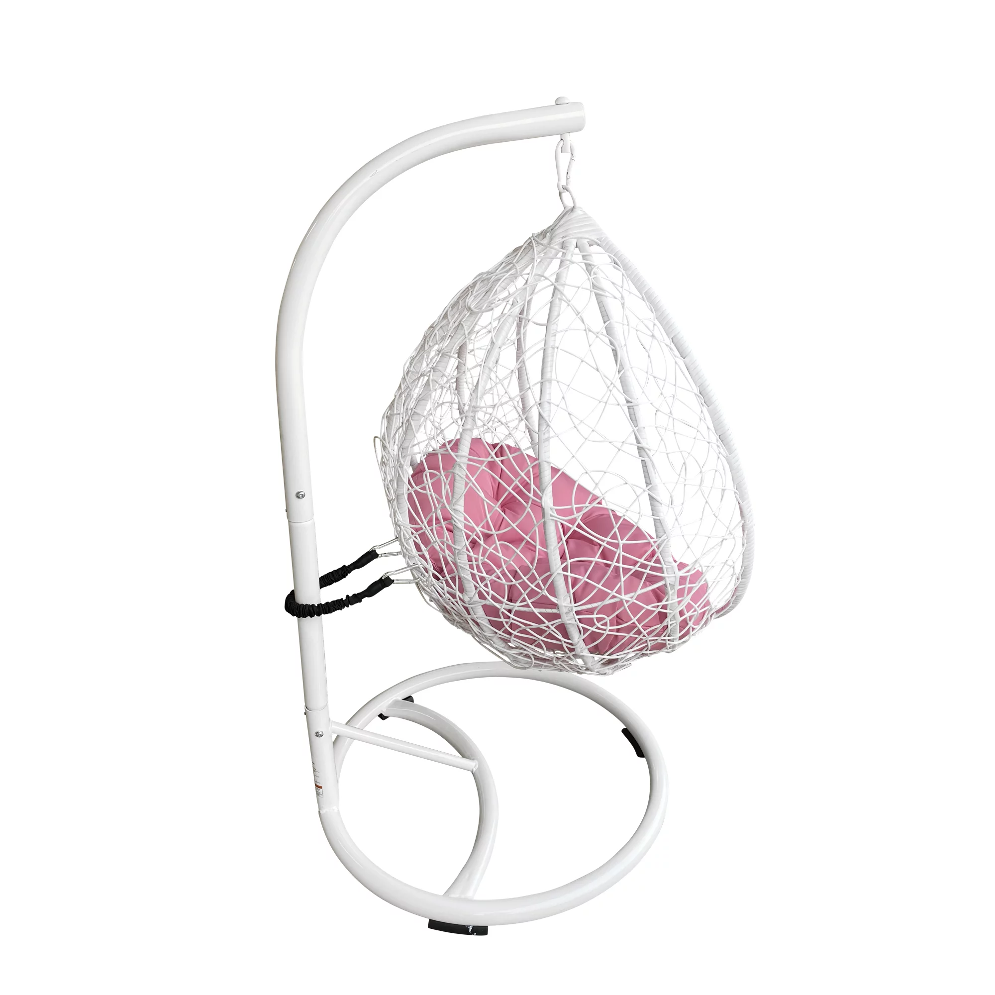 M&M Sales Enterprises Polyester Hanging Egg Chair with Cushion and Stand - White