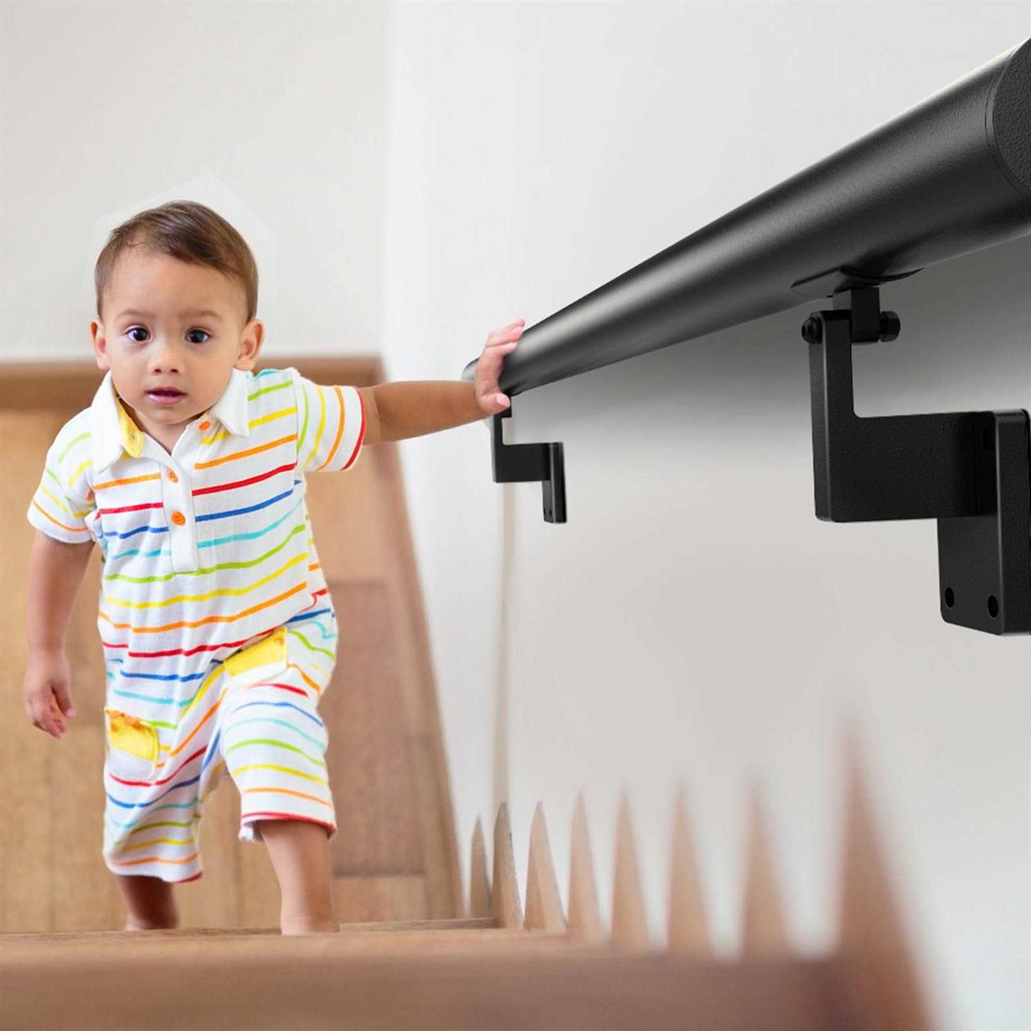 VEVOR Handrail Stair Railing 7 in. H x 60 in. W Wall Mount Handrails Black Aluminum Alloy Handrails for Indoor Stairs - Shop Hardware Tools Online Store