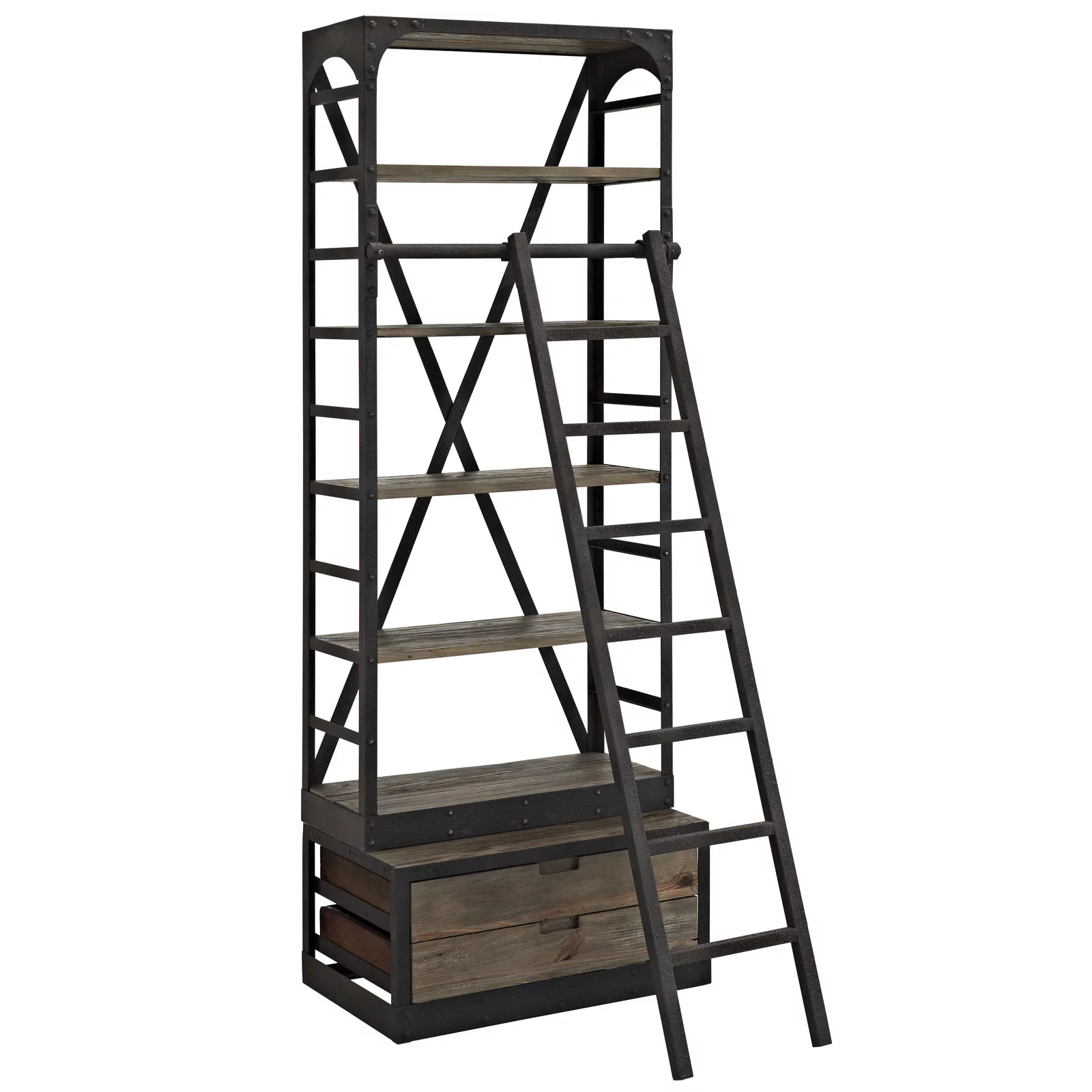 Industrial Modern Contemporary Living Room Wood Metal Stand Brown