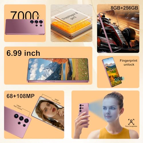 I25 Ultra Unlocked Android Phone 6.99" AMOLED 7000mAh Long-Lasting | Snapdragon 8 Gen3 | 8GB RAM+256GB | 68MP+108MP Pro Camera | Face Unlock + Stylus | Android 14 System (Blue)