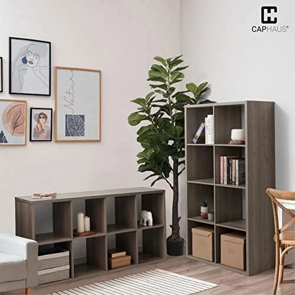 HOOMHIBIU 13-Inch Cube  Organizer   with Extra Thick Exterior Edge  Room Open   Divider  Bookcase  6-Cube / 8-Cube / 9-Cube  Colors Available in Rustic Grey Oak and White