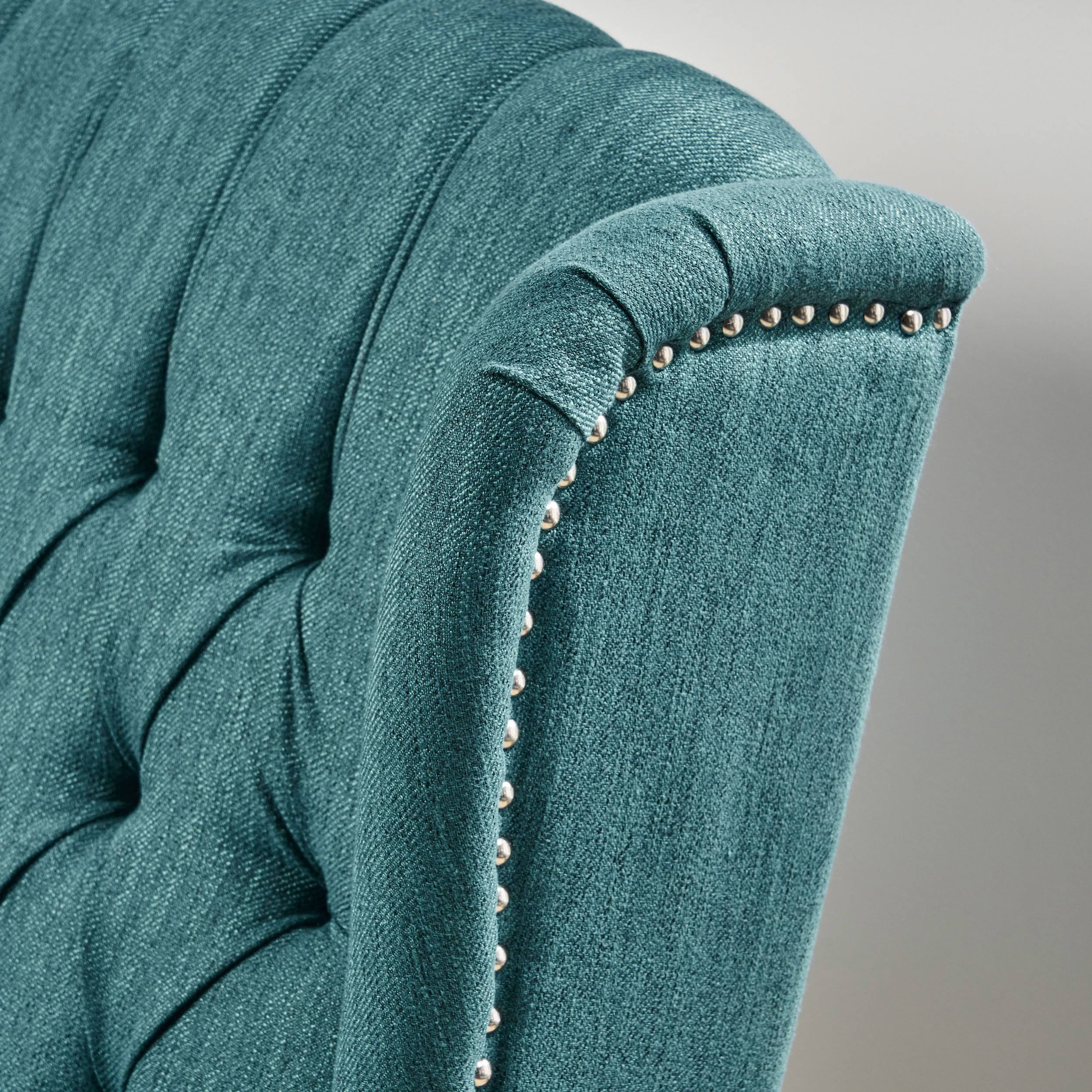 Salome Oversized Tufted Wingback Fabric Push Back Recliner, Navy Blue