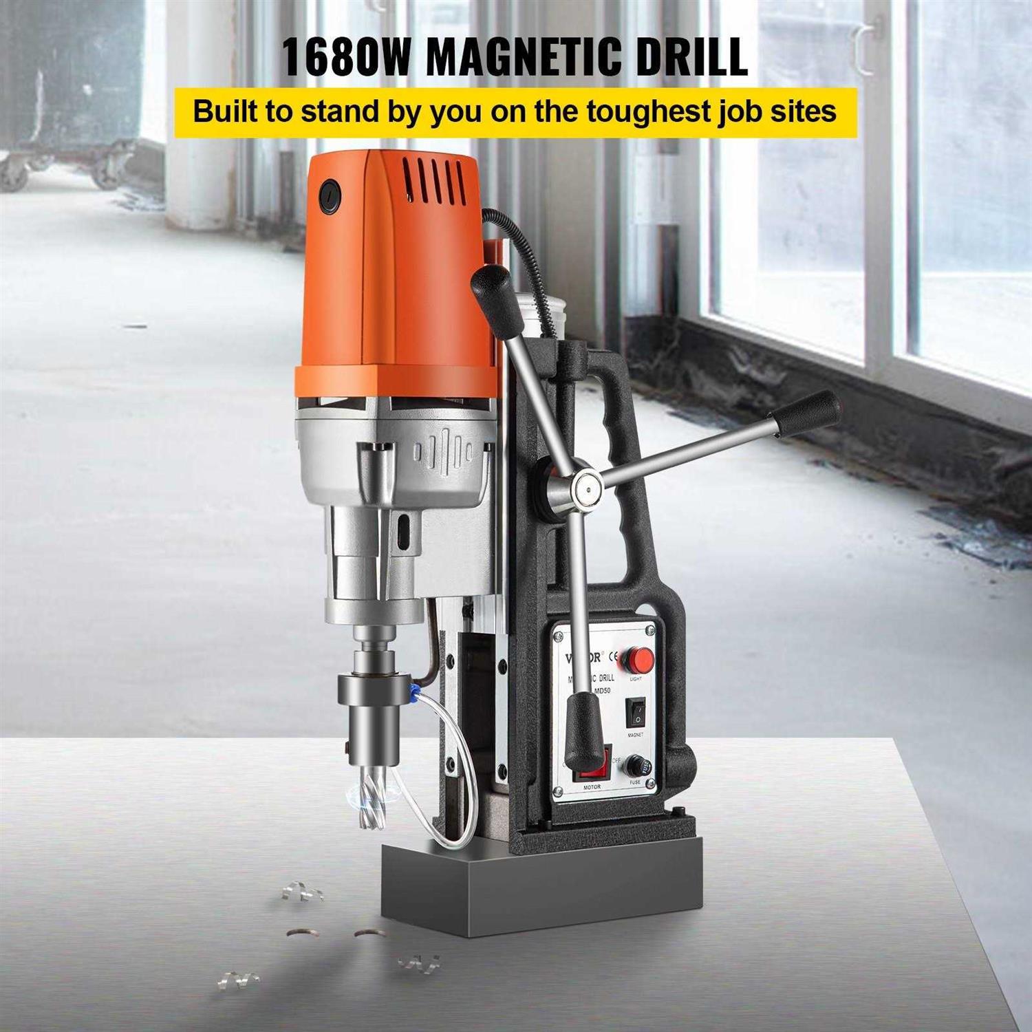 VEVOR Magnetic Drill 1680W Magnetic Drill Press with 2Inch Boring Diameter Annular Cutter Machine 2900 LBS 11pcs HSS Annular Cutter Bits - Shop Hardware Tools Online Store