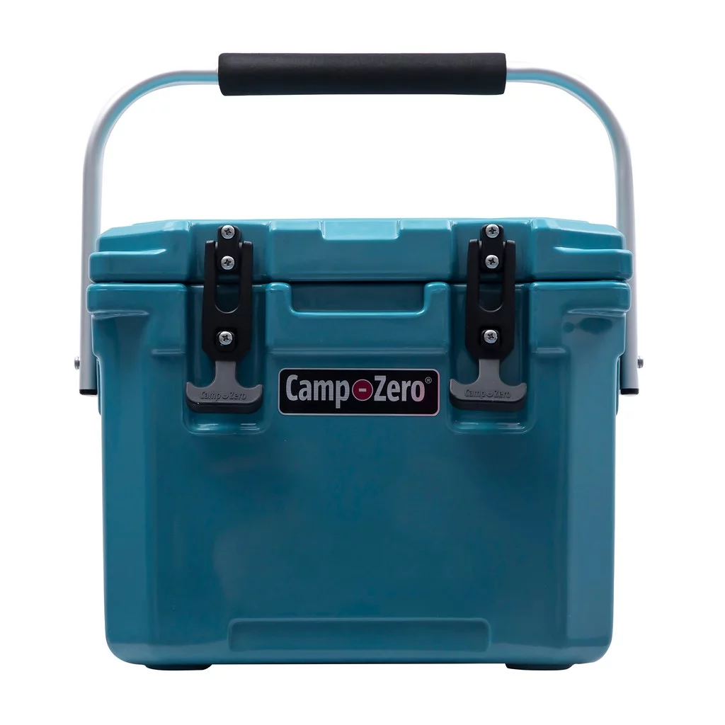 CAMP-ZERO 10L Premium Cooler/Ice Chest with Carry Handle and 2 Molded-in Cup Holders with Drain Channels | Turquoise