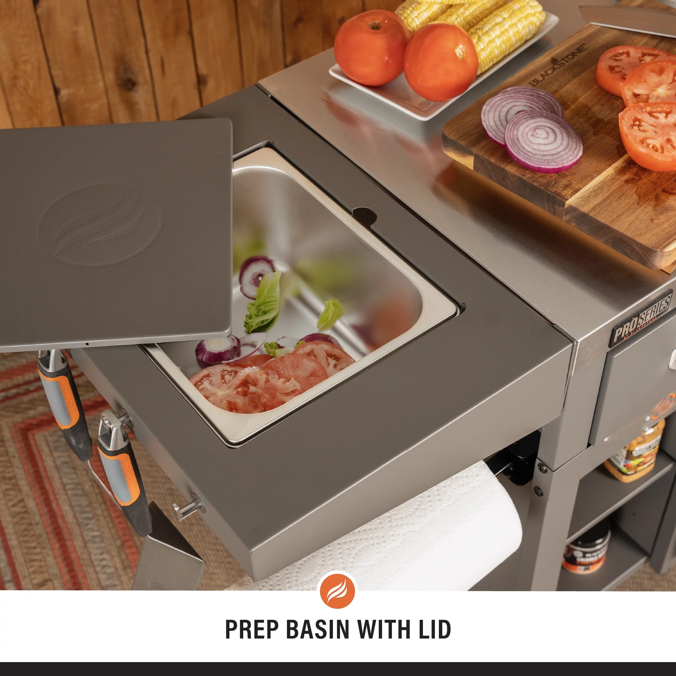 Blackstone ProSeries 28" Serve and Store Prep Grill Cart with Cabinet in Black