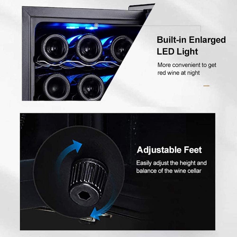 Wine Cooler 18 Bottle Counter Top Wine Cellar Fridge Small Freestanding Constant Humidity Wine Refrigerator Digital Temperature Display Glass Door Bla