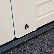 KINYING 4.2'x3.4'ft. Outdoor Large Horizontal Storage Shed, Weather Resistant Resin Tool Shed, Multi-Opening Door for Easy Storage of Trash Cans, Garden Tools, Lawn Mowers, Waterproof, Lock